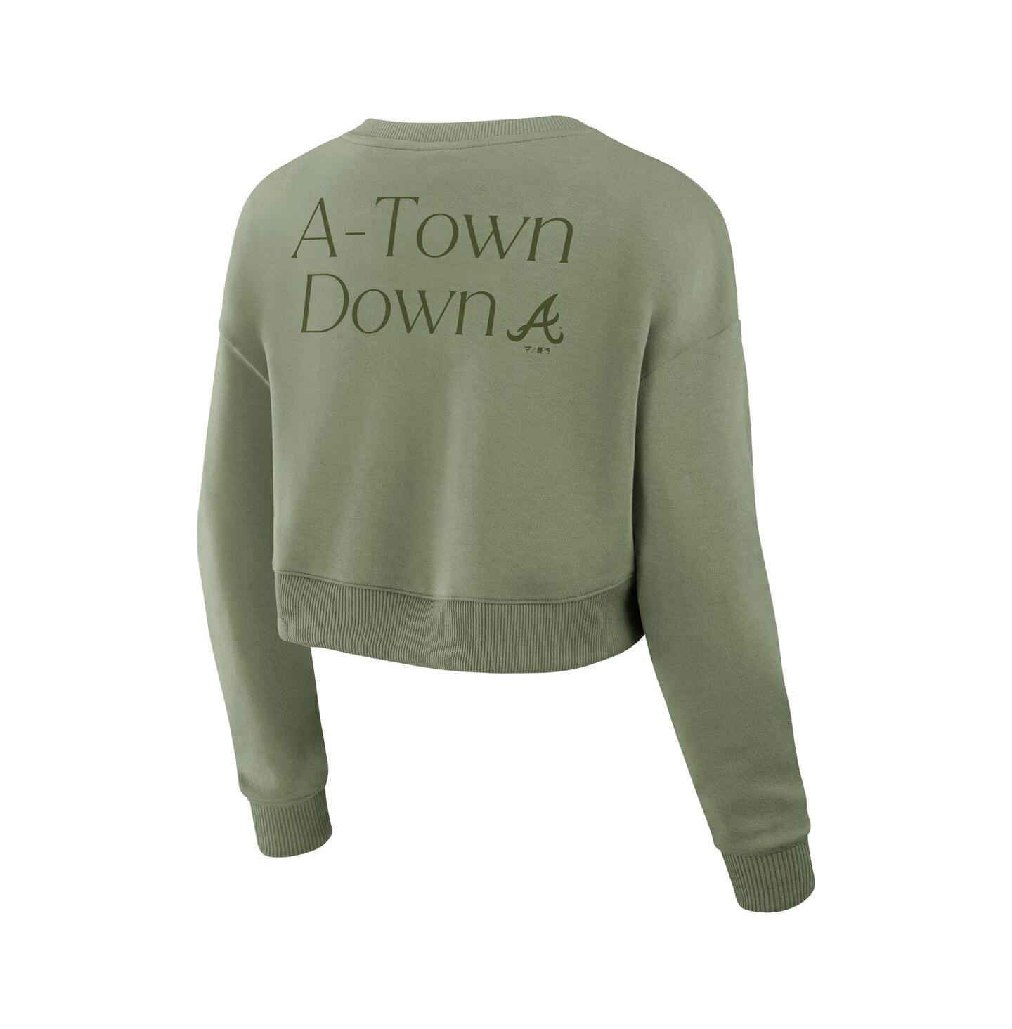Женская толстовка Fanatics Olive Atlanta Braves Relax Studio Cropped Pullover — фото 4