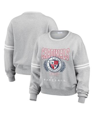 WEAR by Erin Andrews - Women's Heather Gray St. Louis Cardinals Domestic Crest Pullover Sweatshirt
