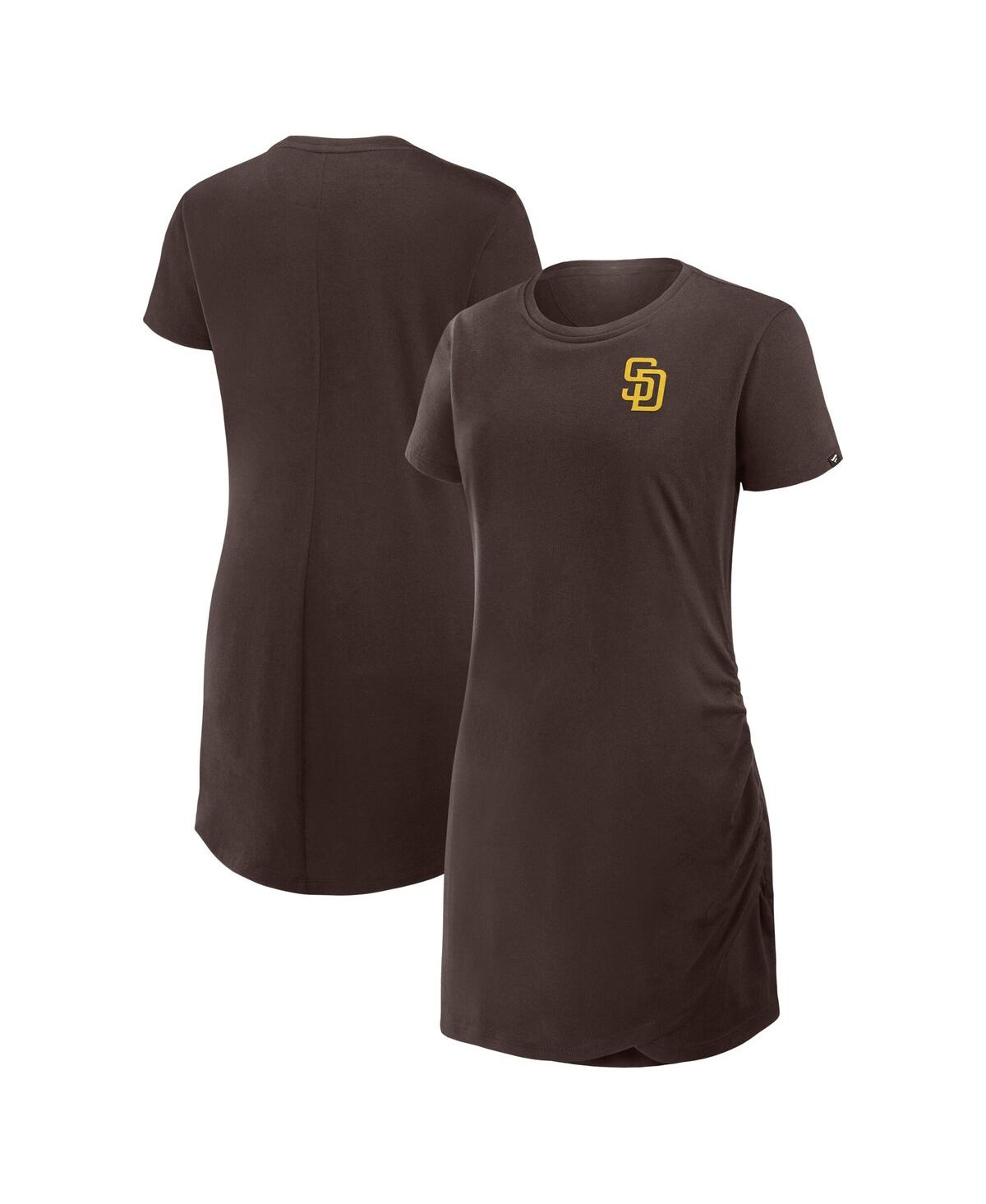 Fanatics Women's Brown San Diego Padres Relaxed Fit Drape T-shirt Dress In Brown