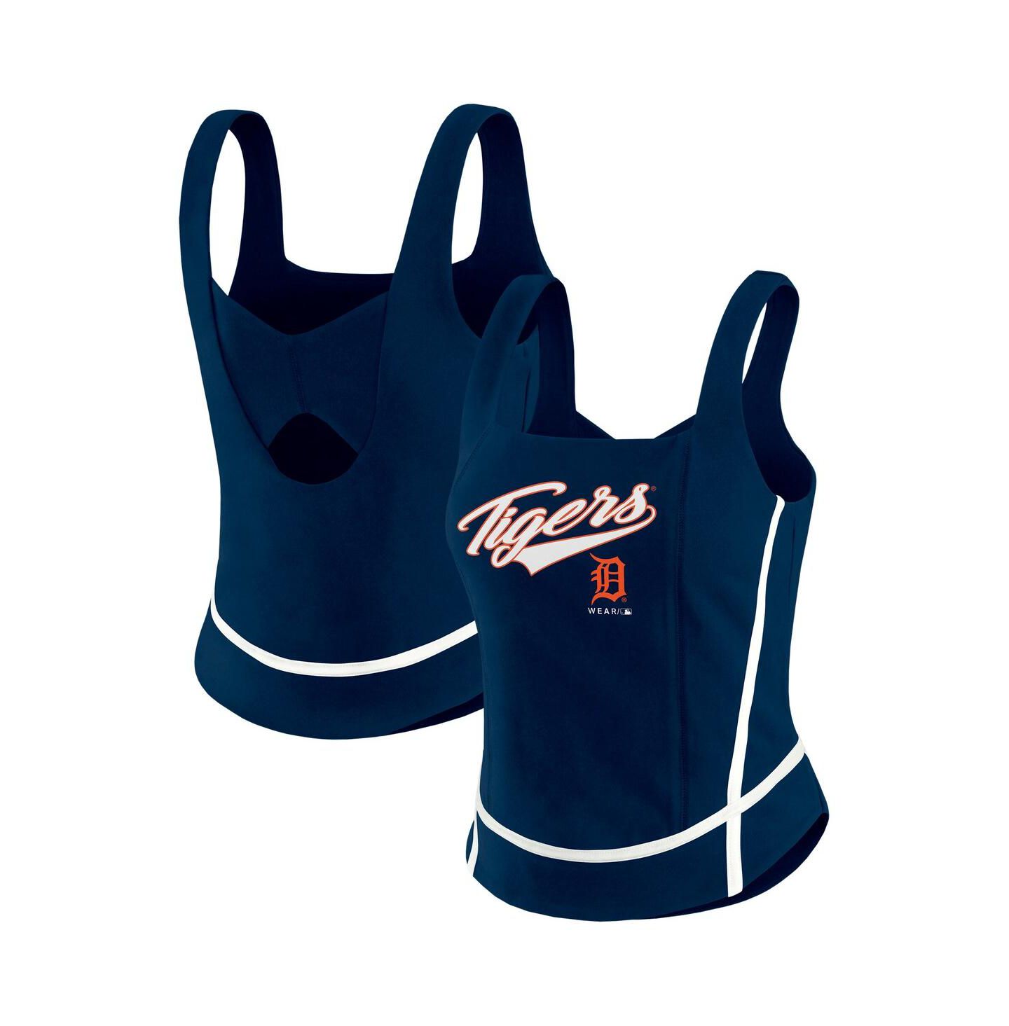 Женский топ WEAR by Erin Andrews Navy Detroit Tigers Square Neck — фото 1