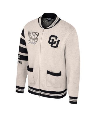 Women's Cream Colorado Buffaloes Jacquard Full-Zip Sweater
