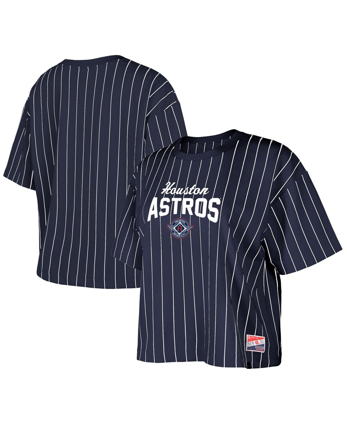 Women's Navy Houston Astros 2025 City Connect Boxy Pinstripe T-Shirt - Navy