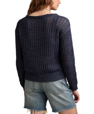 売れ筋商品|||ラッキーブランド ニット&セーター アウター レディース Women's Cotton Americana Long-Sleeve Sweater Cadet Navy Lucky Brand Women's Cotton Americana Long-Sleeve Sweater