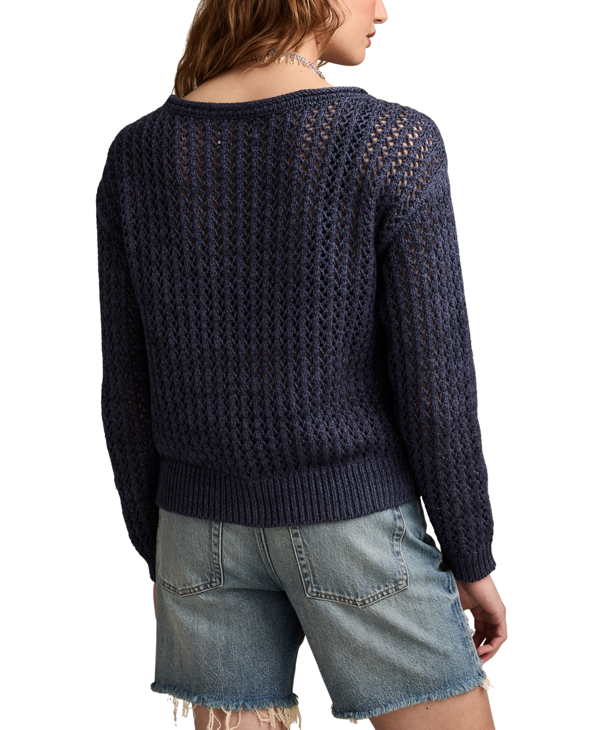 LUCKY BRAND WOMEN'S COTTON AMERICANA LONG-SLEEVE SWEATER 