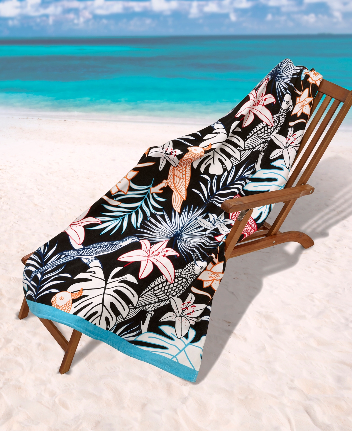 Izod Paradise Bird Cotton Beach Towel, 70" X 40"