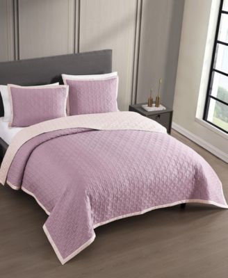 Cotton Sateen Textured Quilted Coverlet Set, 3-Pc., Queen