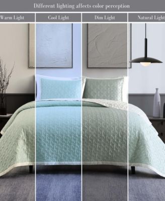 100% Cotton Sateen 3 Piece Textured Quilted Queen Size Coverlet Set