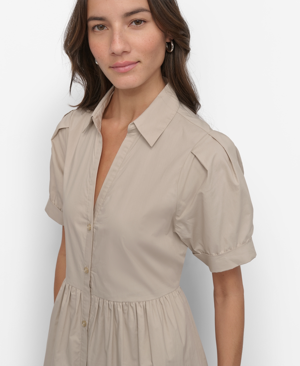 Shop Dkny Jeans Dkny Women's Puffed-sleeve Tiered Shirtdress