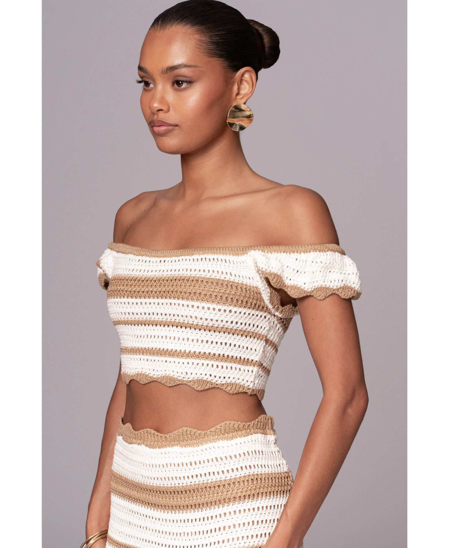 Женский комплект JLUXLABEL Corazon Ruffle Skirt Set, цвет: Бежевый — фото 7