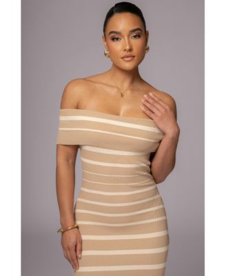 Women's Off The Shoulder Striped Dress