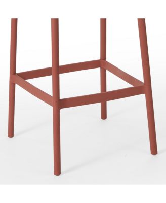 29.5" Outdoor Modern Plastic Patio Bar Height Stools (Set of 2)