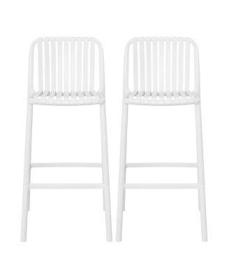 29.5" Outdoor Modern Polypropylene Plastic Patio Bar Height Stools (Set of 2)