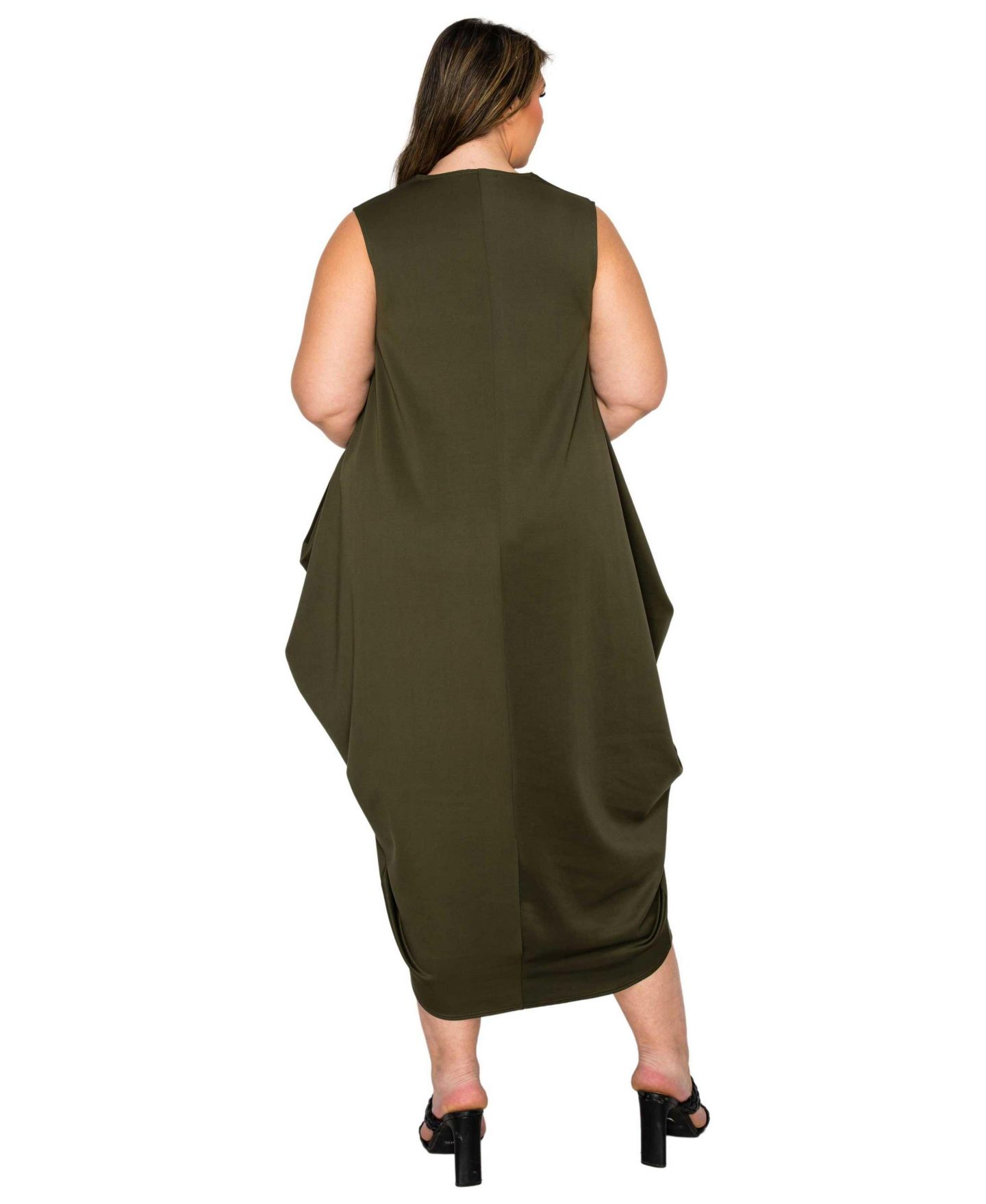 Женское платье L I V D Plus Size Clover Sleeveless Bubble Hem, цвет: Армейский — фото 3