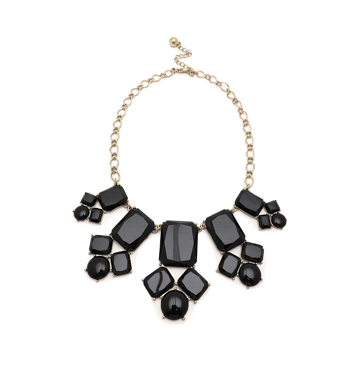 Sohi Black Color Gold Plated Designer Stone Necklace For Women's In Black