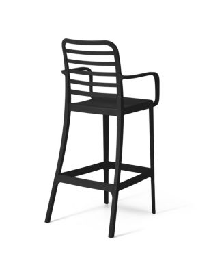 29.5" Outdoor Polypropylene Plastic Patio Bar Height Stools (Set of 2)
