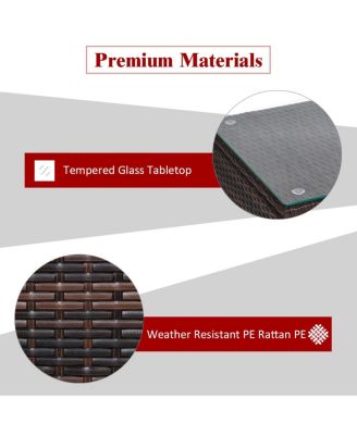 3 PCS Patio Wicker Rattan Furniture Set Coffee Table & 2 Rattan Chair