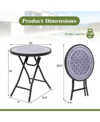Folding Side Table Patio Round Compact Coffee Table