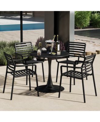 Outdoor Stackable Polypropylene Plastic Resin Dining Armchairs (Set of 4)