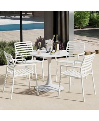 Outdoor Stackable Polypropylene Plastic Resin Dining Armchairs (Set of 4)