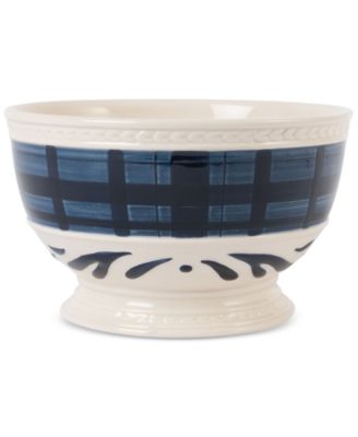 Fitz and Floyd - Stoneware Bristol Indigo Tartan Soup Bowl