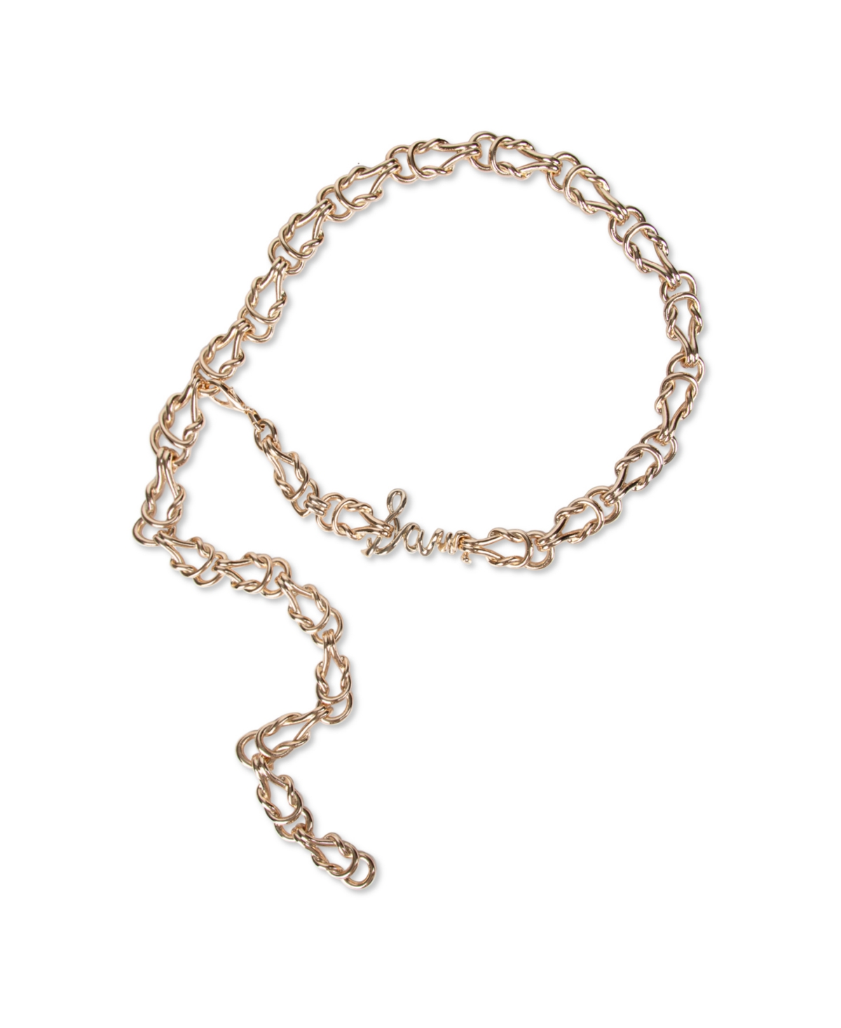 Women's Fully Adjustable Knotted Logo Chain Belt - Gold