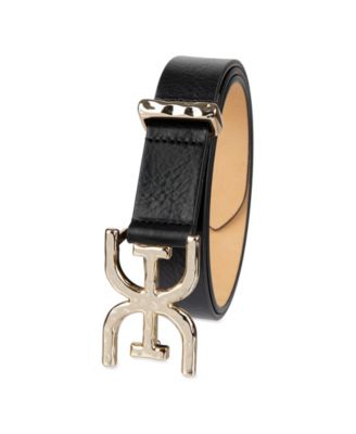 Women's Hammered Double-E Logo Plaque Buckle Belt