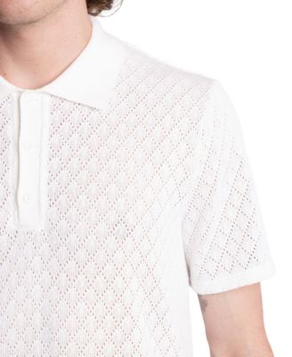 Men's Slim Fit Short Sleeve Diamond-Pattern Polo Shirt