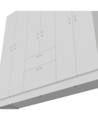 Olin 6-Door Wardrobe with Shelves and Drawer, Multistorage.