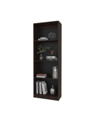 Bear Flat Bookcase with Open Storage and 4 Shelves ,Stained Walnut
