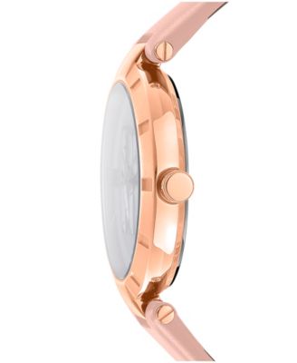 Women's Essential Logo Pink Leather Strap Watch, 38mm