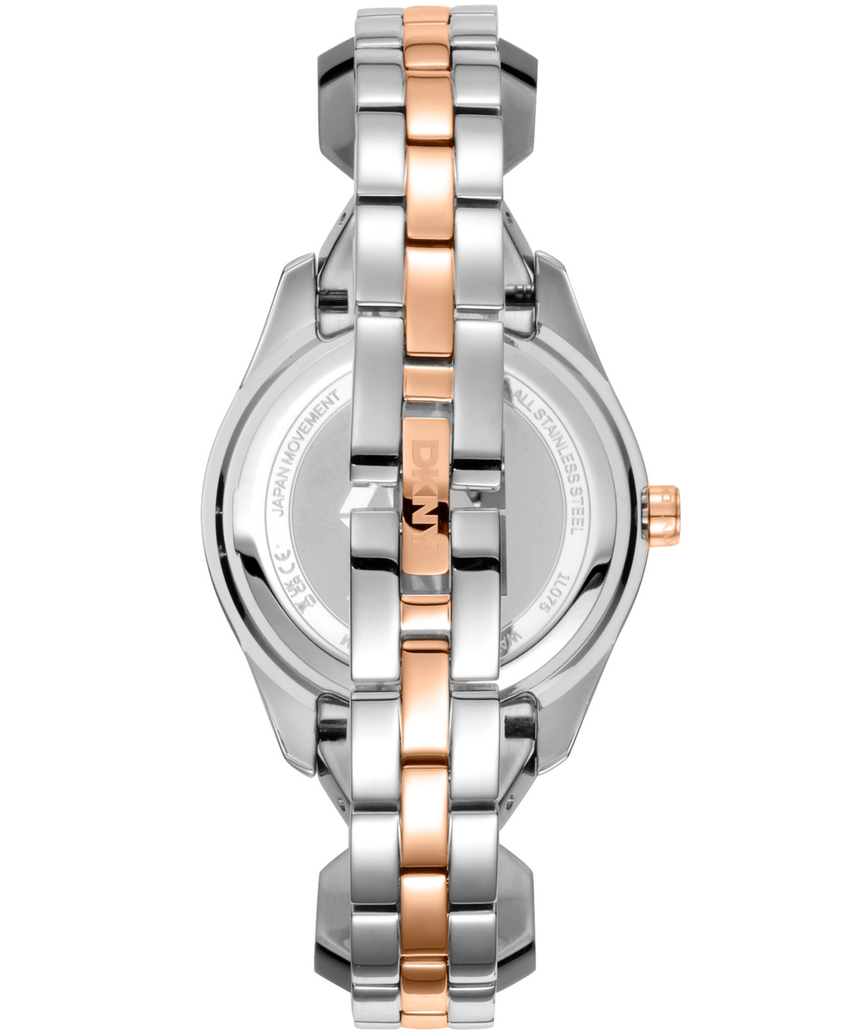 Dkny Women's Astoria Midi Glitz Silver Dial Rose Gold-Two-Tone Stainless Steel Bracelet Watch 33mm