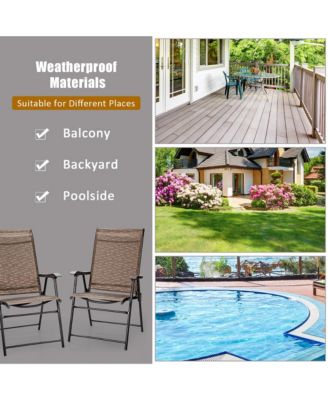 2PCS Outdoor Patio Folding Chair Camping Portable Lawn Garden