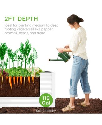 4x2x2ft Outdoor Metal Raised Garden Bed, Planter Box for Vegetables, Flowers, Herbs