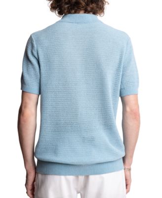 Men's Slim Fit Short Sleeve Open Collar Knit Polo Sweater