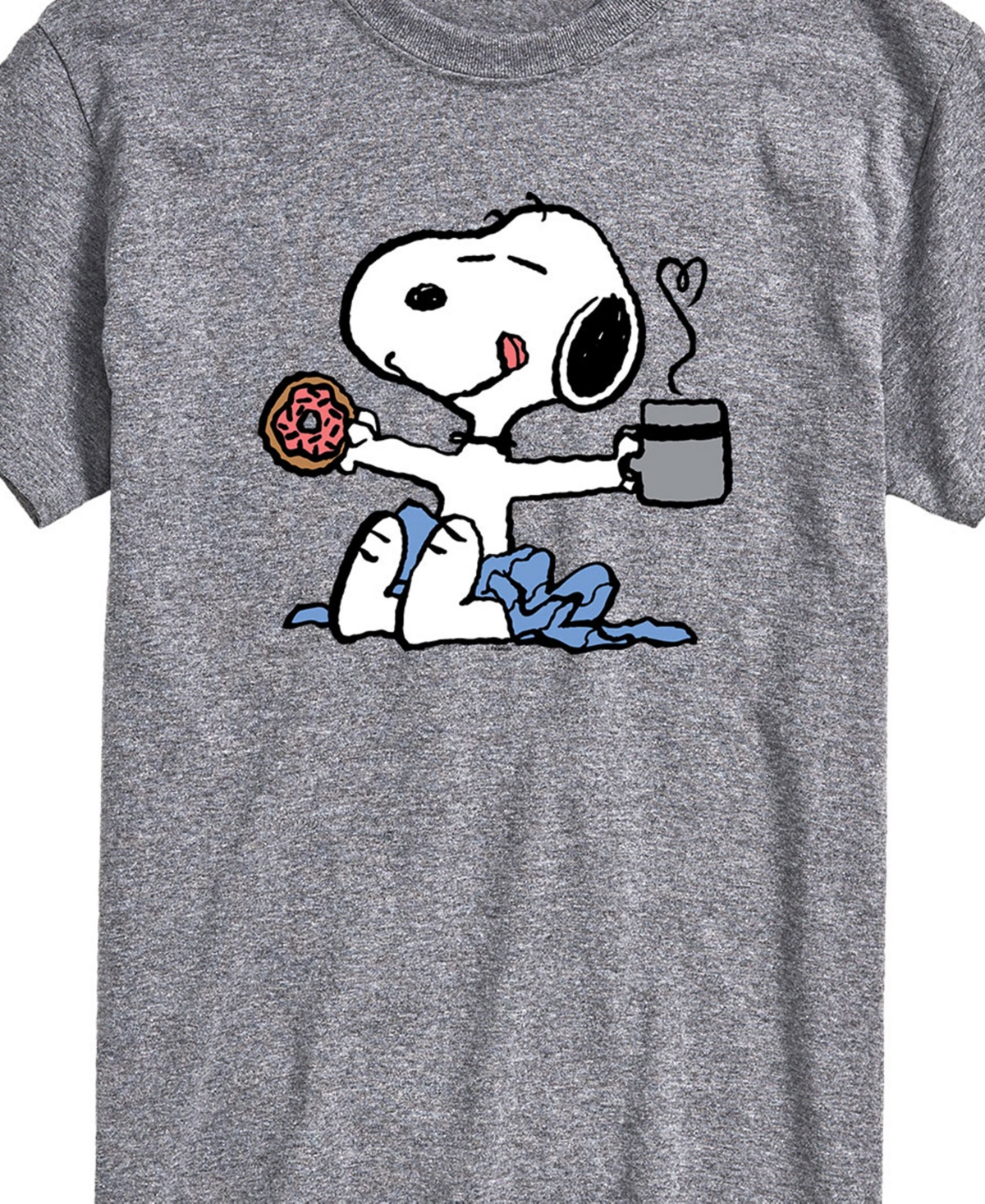 Airwaves Men's Peanuts Snoopy Coffee Short Sleeve T-shirt In Gray