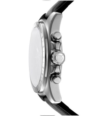 Men's Central Park Chronograph Black Leather Strap Watch, 42mm