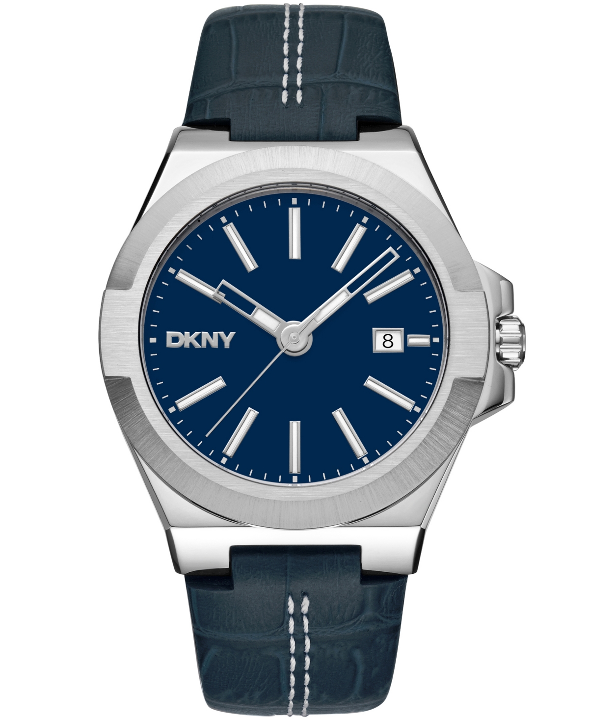 Men's Modernist Dark Blue Leather Strap Watch, 42mm - Dark Blue