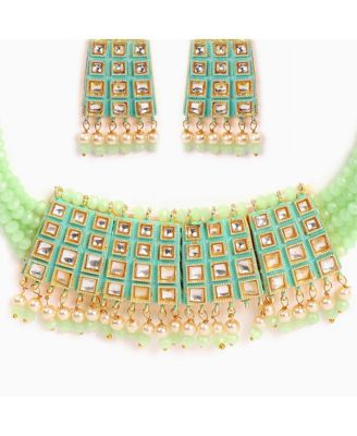Women's Plated Kundan Beaded Jewellery Set