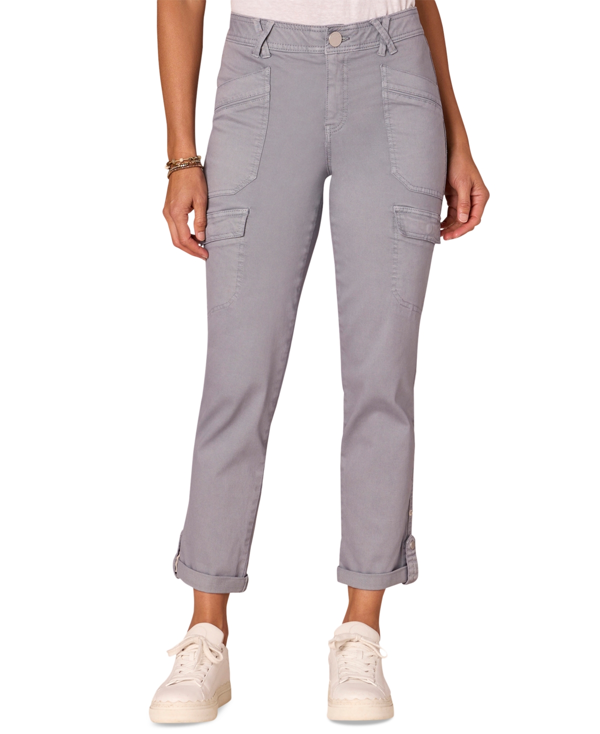 Democracy Petite "ab"solution High-rise Utility Jeans In Gray