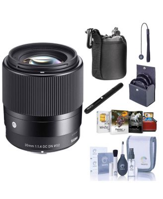 30mm f/1.4 DC DN Contemporary Lens for Canon EF-M, Bundle with ProOptic 52mm Filter Kit, Lens Cleaner, Lens Pouch, Cleaning Kit, Cap Keeper, Mac