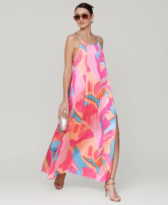 Avec Les Filles - Women's Pleated Halter Maxi Dress