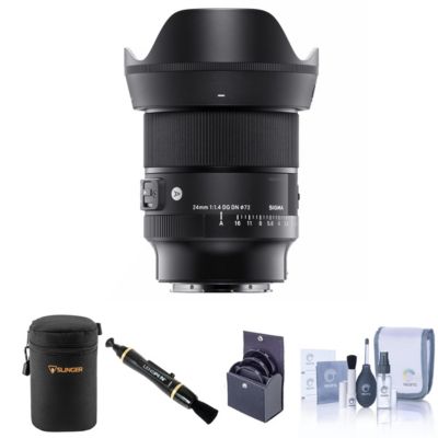 24mm f/1.4 DG DN Art Lens for L Mount Bundle with 72mm Filter Kit, Lens Case, Lens Cleaner, Cleaning Kit, Lens Cap Tether