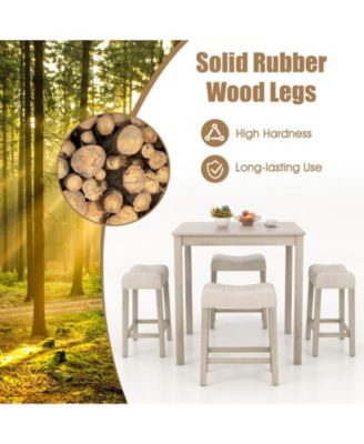 5-Piece High Top Dining Set – Square Bar Table with 4 Padded Stools for Kitchen, Dining, or Entertainment Area