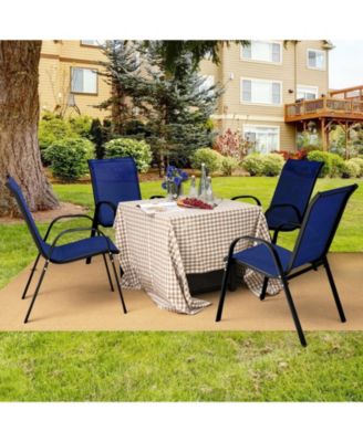 4 Pieces Stackable Patio Dining Chairs Set with Armrest