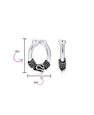 Bali Style Tribal Swirl Cartilage Ear Stud Oxidized Sterling Silver Hoop