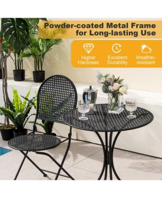 3 PCS Patio Bistro Set All-weather Metal Table & Chair Set for 2 Person Modern Furniture Set