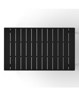 7-Piece Outdoor Rectangular Metal Patio Dining Table Set With Stackable Patio Chairs