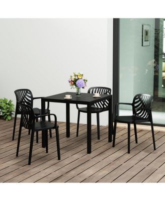 5-Piece Outdoor Square Dining Table Patio Set with Stackable Patio Dining Chairs