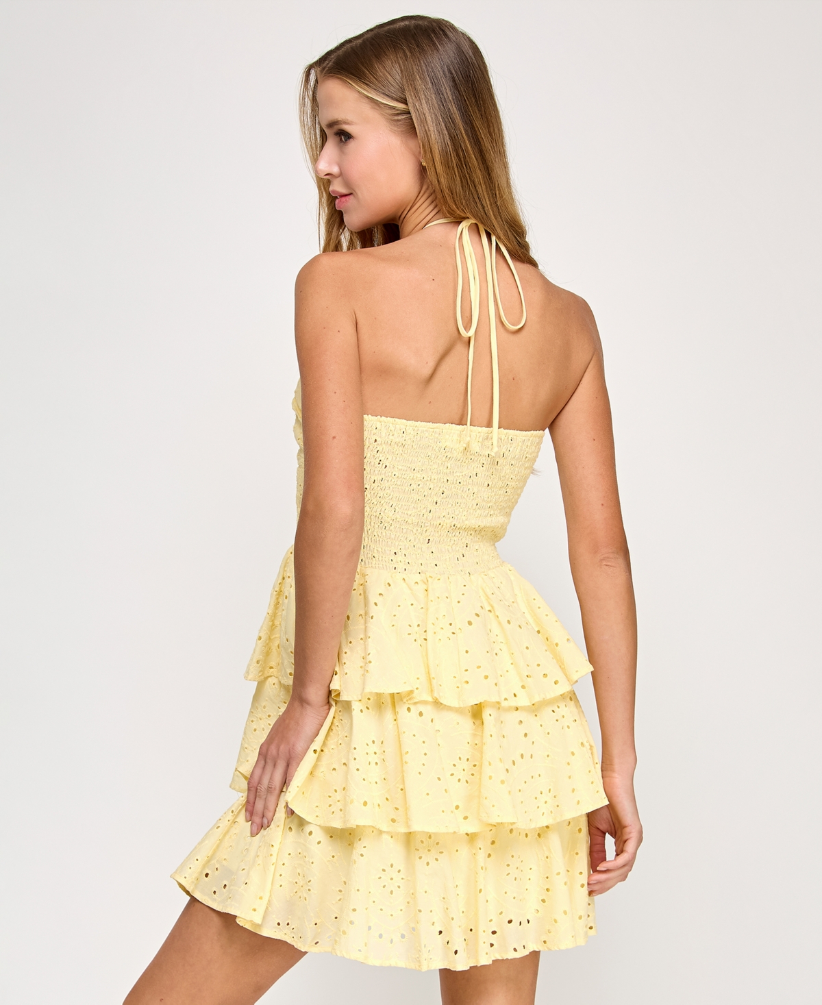 KATIA RAE JUNIORS' SMOCKED EYELET HALTER DRESS, CREATED FOR MACY'S 