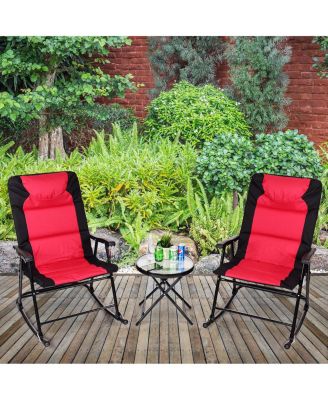 3 PCS Outdoor Folding Rocking Chair Table Set Bistro Sets Patio Furniture